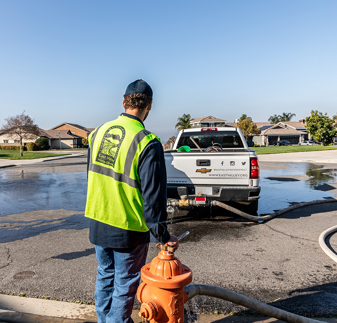 Water coming out of an open fire hydrant