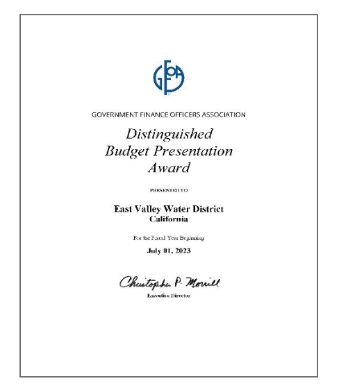 Distinguished budget presentation award